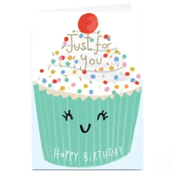 Card Factory Personalised Birthday Card - Just For You Cupcake Smile