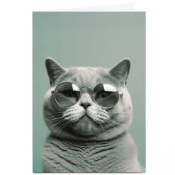 Kids Card Factory Personalised Birthday Card - Cat in sunglasses