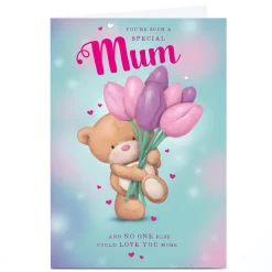 Online Personalised Birthday Card - Bear With Tulips, Mum For Mum|Mum