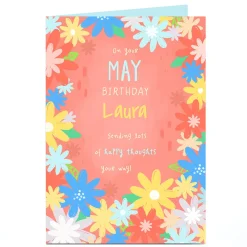 Discount Personalised Birthday Card - May Birthday Happy Thoughts Birthday|For Her