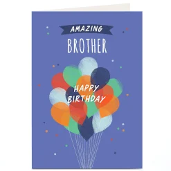 Kids Card Factory Personalised Birthday Card - Amazing Brother Balloons, Any Name