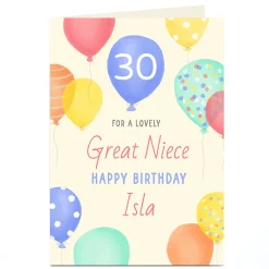 BOY Card Factory Personalised Birthday Card - Balloons, For A Lovely..., Editable Age