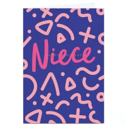 Card Factory Personalised Birthday Card - Pink and Purple Squiggles, Niece