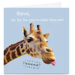 Clearance Personalised Birthday Card - Giraffe Older Than Me Premium Square|Funny