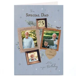 Card Factory Personalised Birthday Card Photo Card - Special Dad 75th, Editable Age