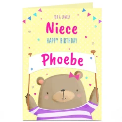 Clearance Personalised Birthday Card - Niece Cute Bear Kids For Niece|For Kids