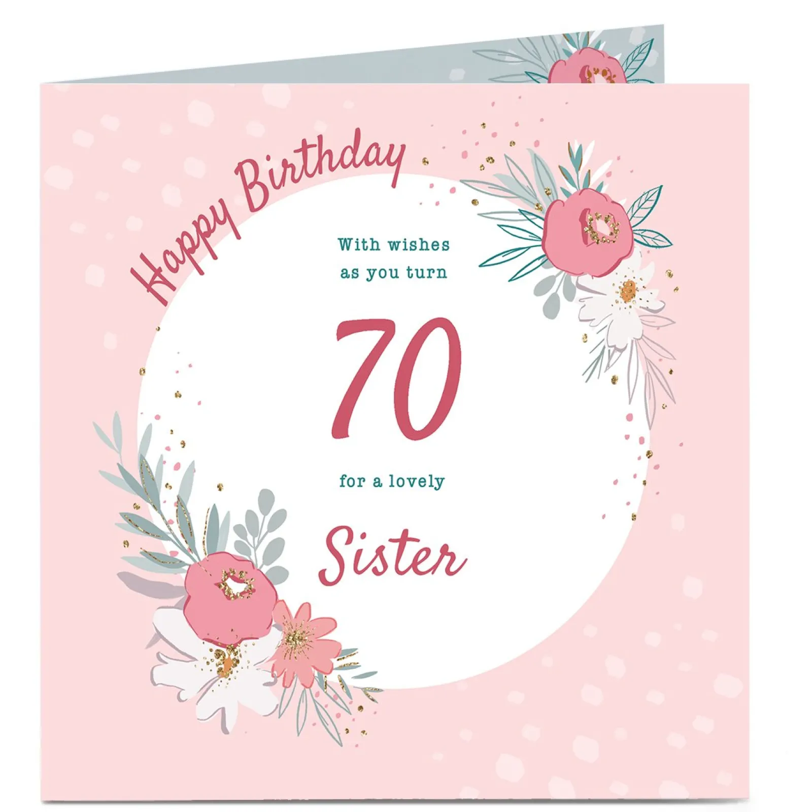 Sale Personalised Birthday Card - With Wishes, Floral, Editable Age For Sister|70Th Birthday