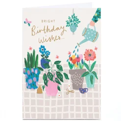 Card Factory Personalised Birthday Card - Bright Birthday Wishes Flowers