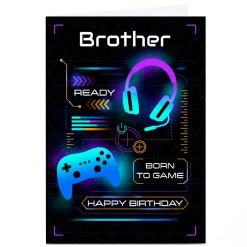Discount Personalised Birthday Card - Born To Game, Brother Kids For Brother|For Kids