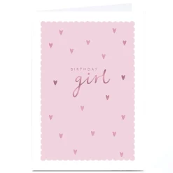 Kids Card Factory Personalised Birthday Card - Birthday Girl Hearts