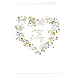 Discount Personalised Birthday Card - Floral Gold Heart Kids For Sister|For Niece