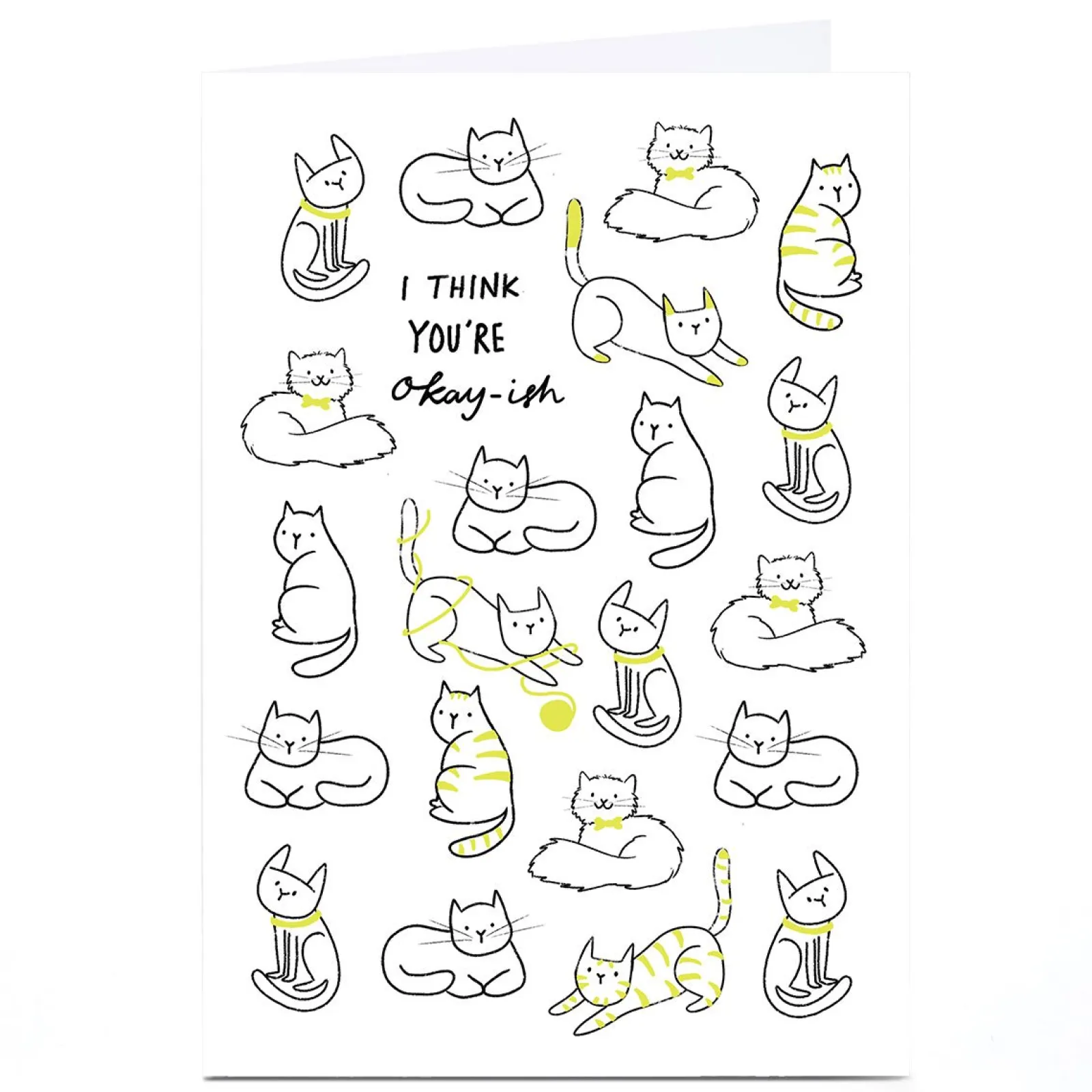 BOY Card Factory Personalised Birthday Card - I Think You're Okay-ish Cats