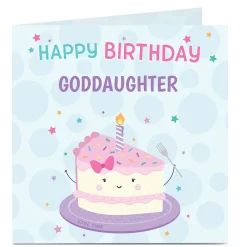Hot Personalised Birthday Card - Birthday Cake, Goddaughter Kids Premium Square|For Kids