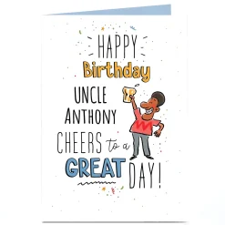 Card Factory Personalised Birthday Card, Cheers to a Great Day, Uncle