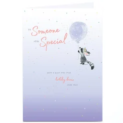 Card Factory Personalised Birthday Card - Cute Raccoon Birthday Balloon