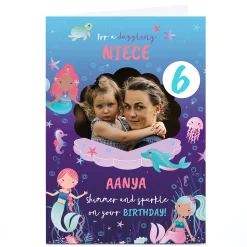 Sale Personalised Birthday Card - Birthday Wishes under the sea Niece, Editable Age Kids For Niece|For Granddaughter