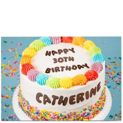 BOY Card Factory Personalised Birthday Card - Rainbow Cake Icing, Editable Age