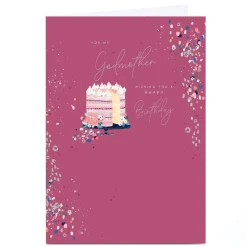 Card Factory Personalised Birthday Card - Tiered Cake, Godmother