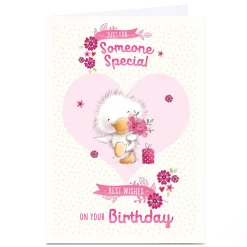 Card Factory Personalised Birthday Card - Duckling With Flowers, Someone Special