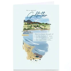 New Personalised Birthday Card - Seaside Beach Scene, Godfather Birthday|For Him