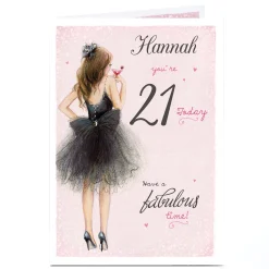 Card Factory Personalised Birthday Card - Black Tutu, Editable Age