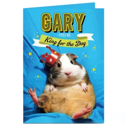Outlet Personalised Birthday Card - Guinea Pig King Birthday|For Him