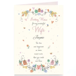 Hot Personalised Birthday Card - Wife Love & Happiness For Wife|Birthday