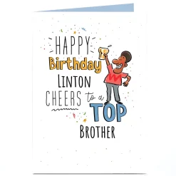 Card Factory Personalised Birthday Card - Cheers To a Top Brother