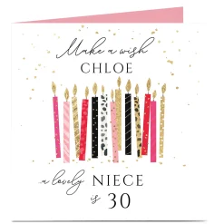 Clearance Personalised Birthday Card - Make A Wish, To A Lovely..., Editable Age For Wife|For Sister
