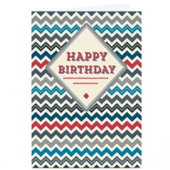 Card Factory Personalised Birthday Card - Zigzag Background