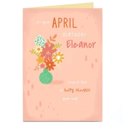 Sale Personalised Birthday Card - April Birthday Happy Thoughts Birthday|For Her