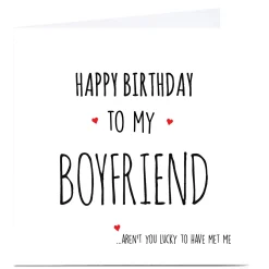 BOY Card Factory Personalised Birthday Card - Lucky To Have Met Me