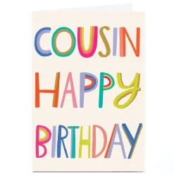 Card Factory Personalised Birthday Card - Jazzy Letters, Cousin