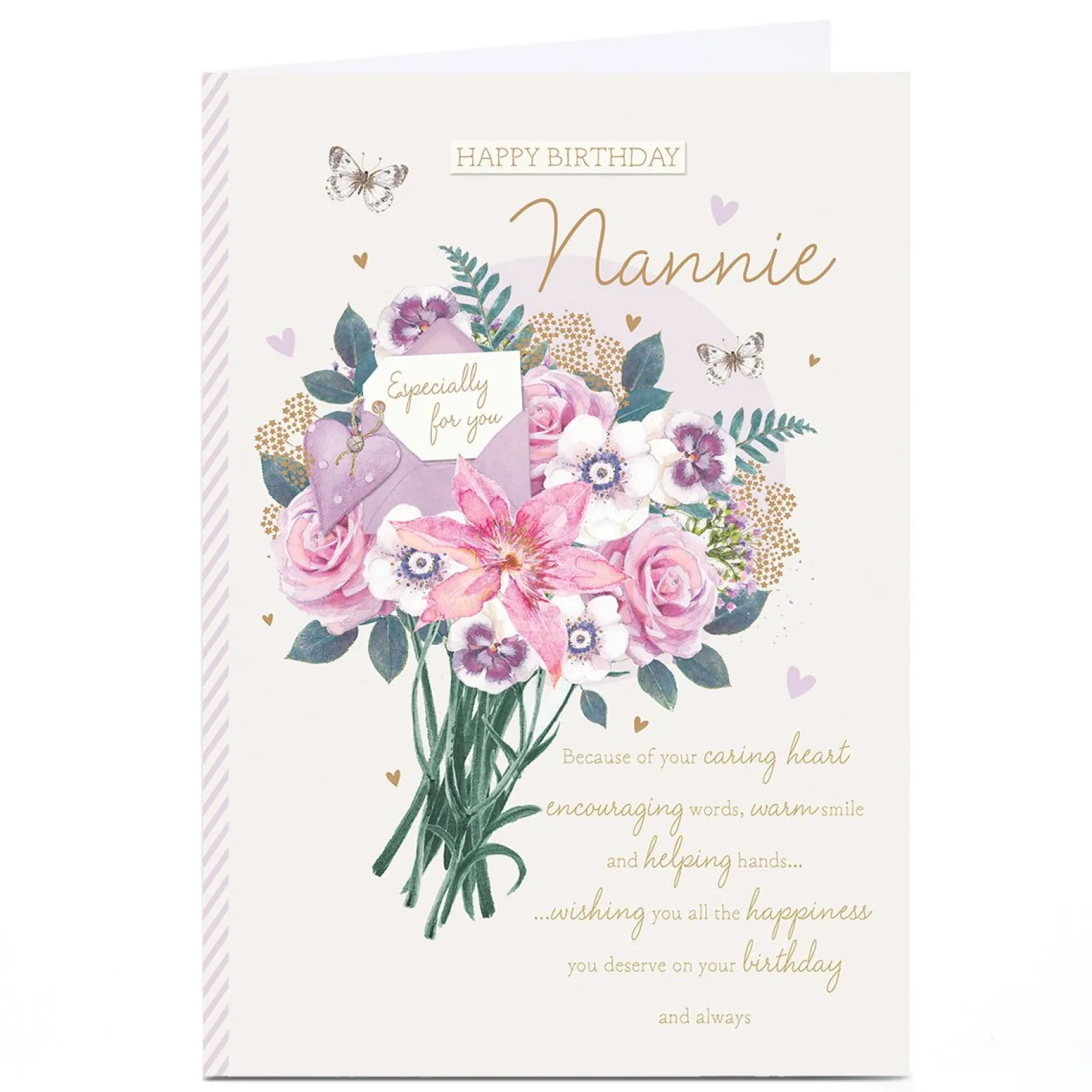 Online Personalised Birthday Card - Beautiful Bouquet Flowers, Nannie Birthday|For Her