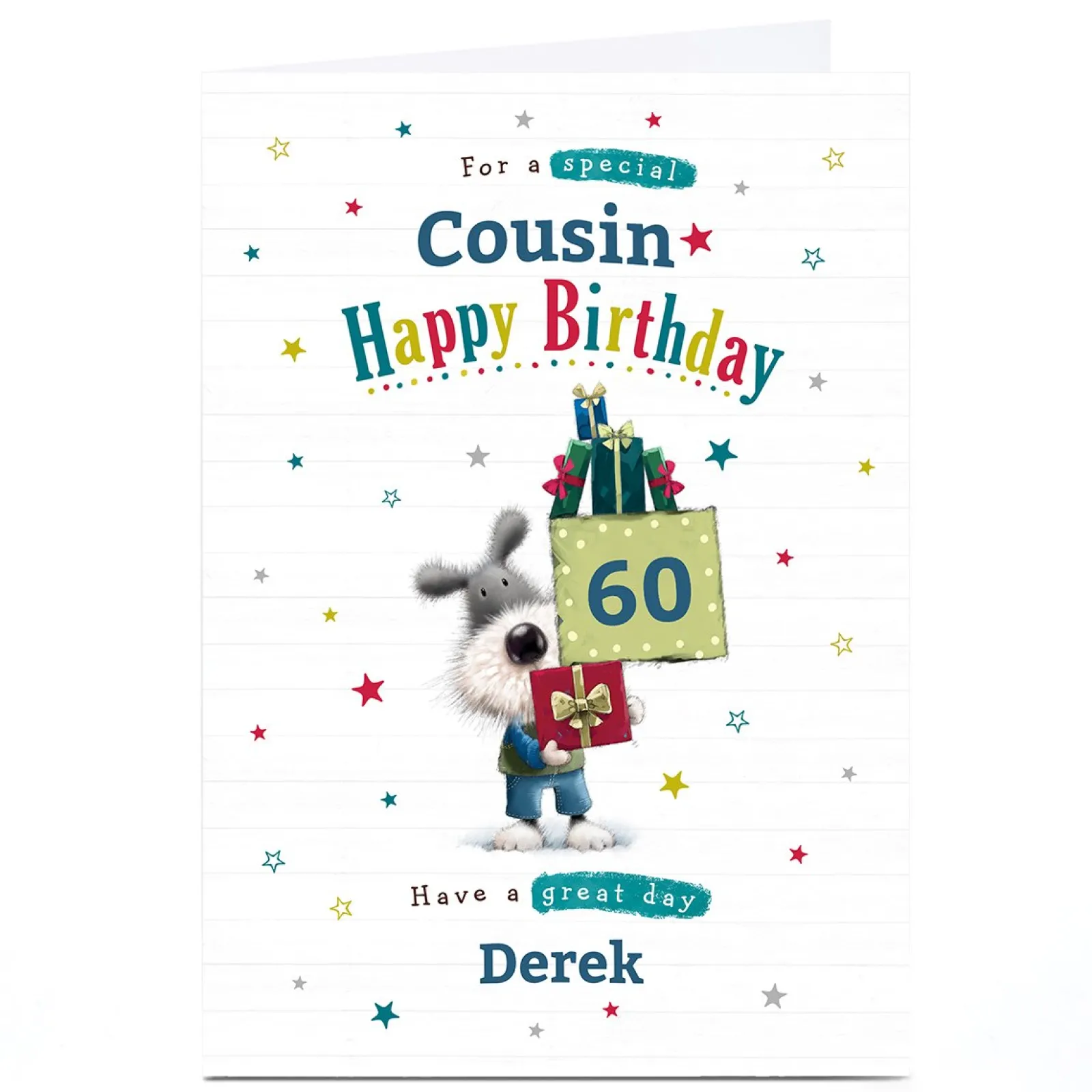 Discount Personalised Birthday Card - Cousin Dog & Gifts, Editable Age For Son|60Th Birthday