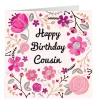 New Personalised Birthday Card - Pretty Pink Flowers, Cousin Birthday|For Her