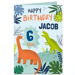 Outlet Personalised Birthday Card - Dinosaurs, Editable Age Kids For Son|For Nephew