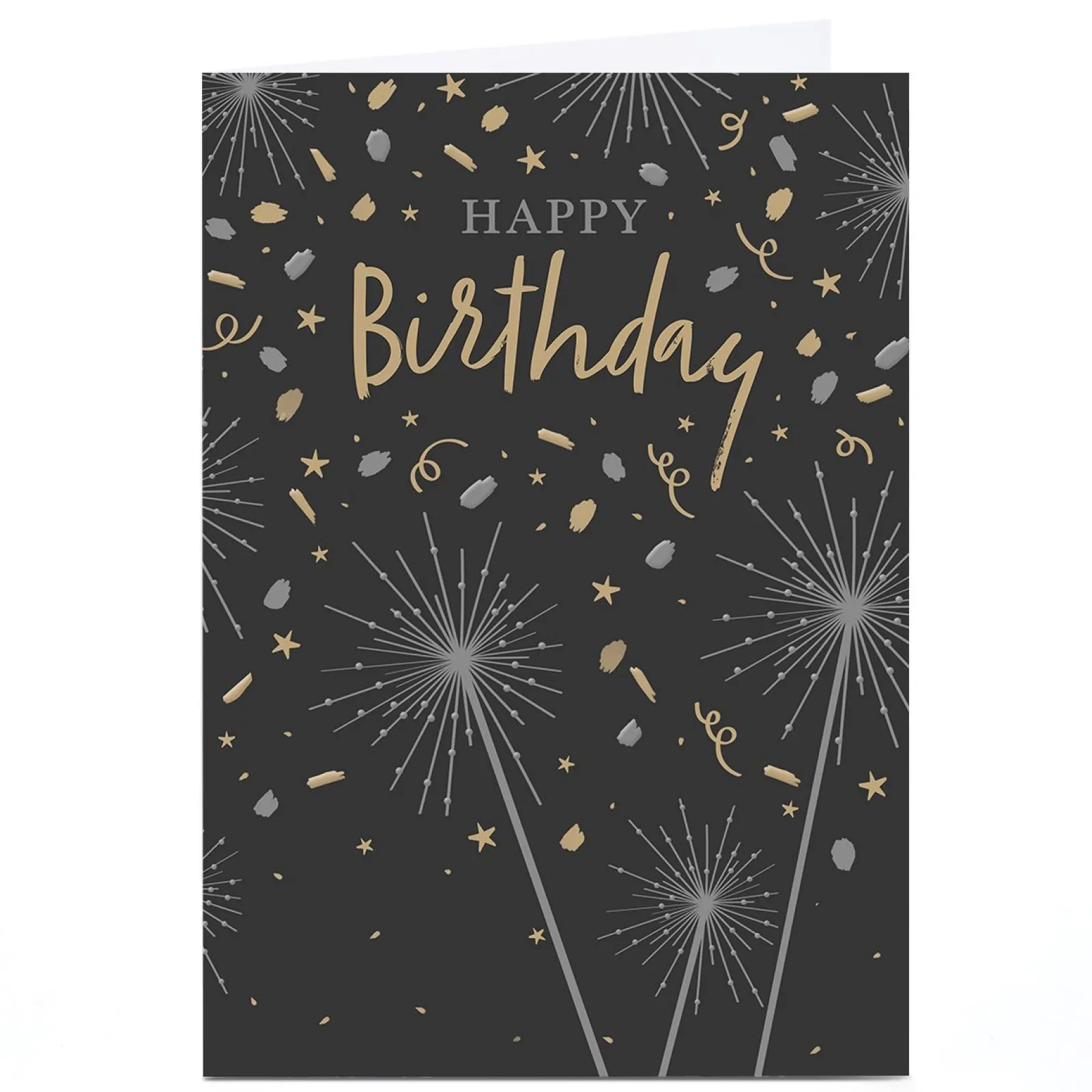 Card Factory Personalised Birthday Card - Silver & Gold Sparklers