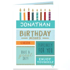 Card Factory Personalised Birthday Card - Birthday Wishes, Candles