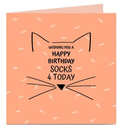 Sale Personalised Birthday Card - Cat Face Kids Funny|For Kids