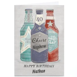 Online Personalised Birthday Card - Cheers Beers, Editable Age & Recipient BOY For Nephew|For Husband