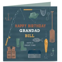 Card Factory Personalised Birthday Card - Grandad Fisherman's Tools