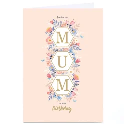 Outlet Personalised Birthday Card - Hexagon Florals, Mum For Mum|Mum