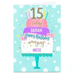 Card Factory Personalised Birthday Card - Birthday Cake Niece, Any Age