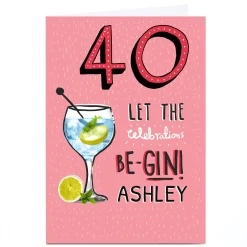 Card Factory Personalised Birthday Card - Let The Celebrations Be-Gin!