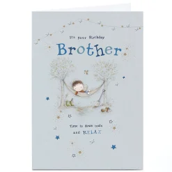 Card Factory Personalised Birthday Card - Garden Hammock Relaxation, Brother