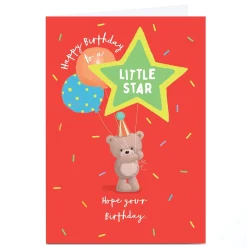Personalised Birthday Card - Bear With Balloons, To A Little Star Kids Special Age|For Kids