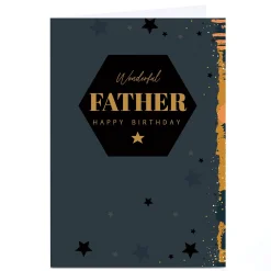 Card Factory Personalised Birthday Card - Black and Gold, Wonderful Father
