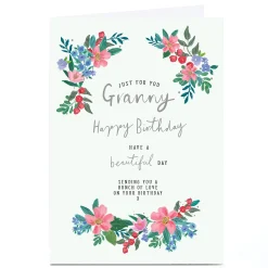 Hot Personalised Birthday Card - Bunch of Love Flowers, Granny For Grandma|Birthday