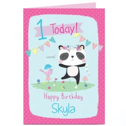 Personalised Birthday Card - Panda Party, Editable Age Kids For Niece|1St Birthday